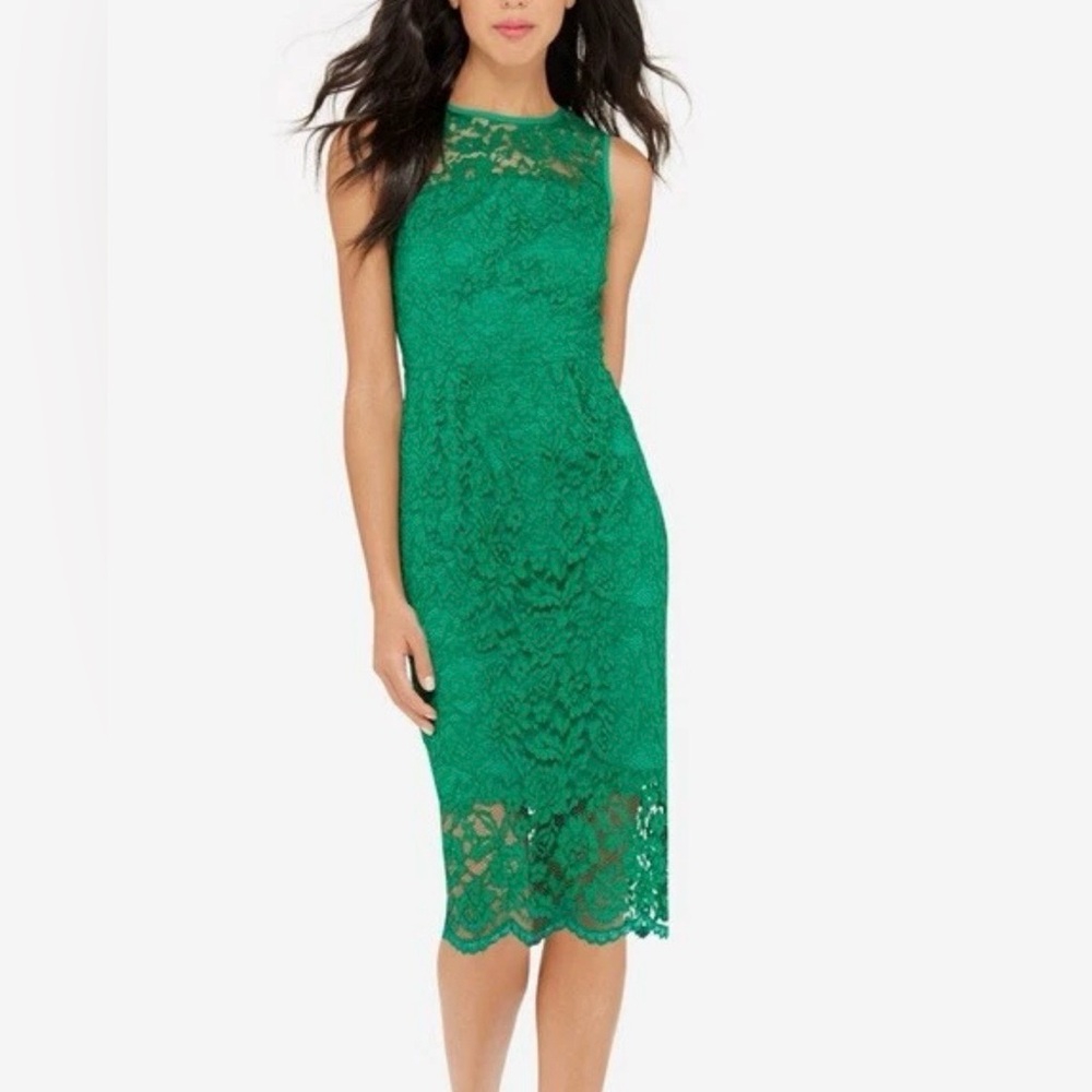 The Limited Vibrant Green Lace Midi Dress